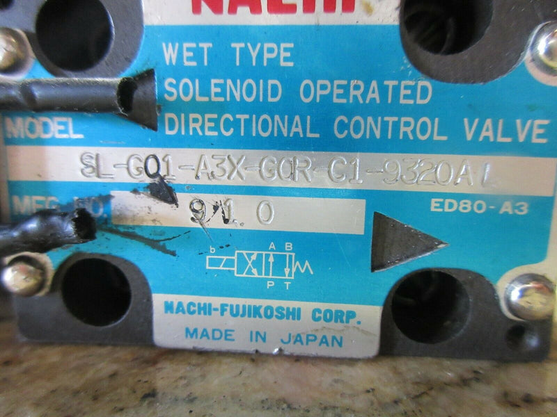 NACHI DIRECTIONAL VALVE SL-G01-A3X-G0R-C1-9320AL SL-G01-A3X-GOR-C1-9320AL