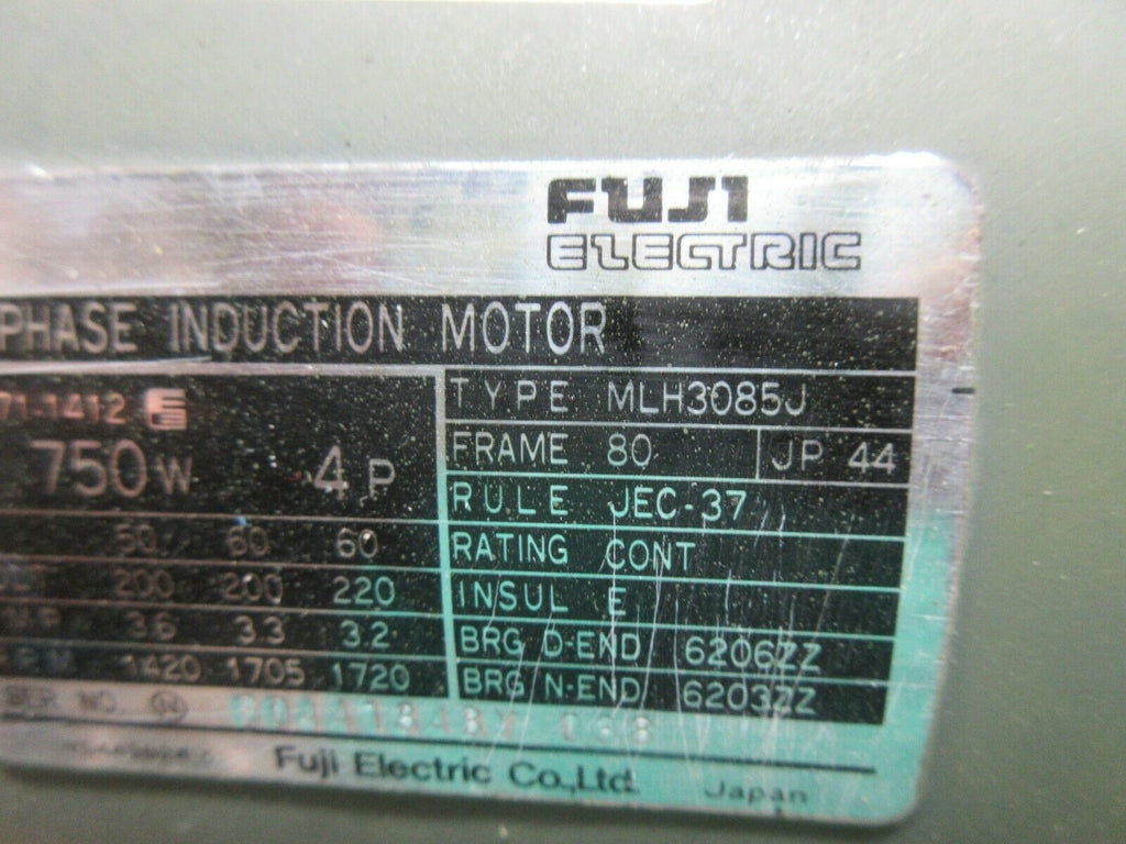 FUJI 3 PHASE PUMP MOTOR 750W 4P MLH3085J SOS-13 NO 039116 MAKINO EDM