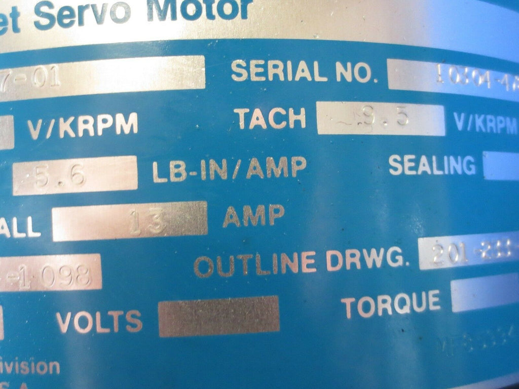 GOULD MAGNETIC SERVO MOTOR 16-0457-01 BLUE LABEL