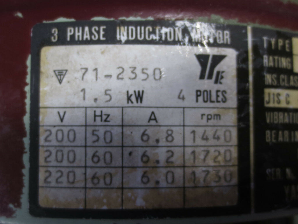 YASKAWA 3 PHASE INDUCTION MOTOR 71-2350 FEQ