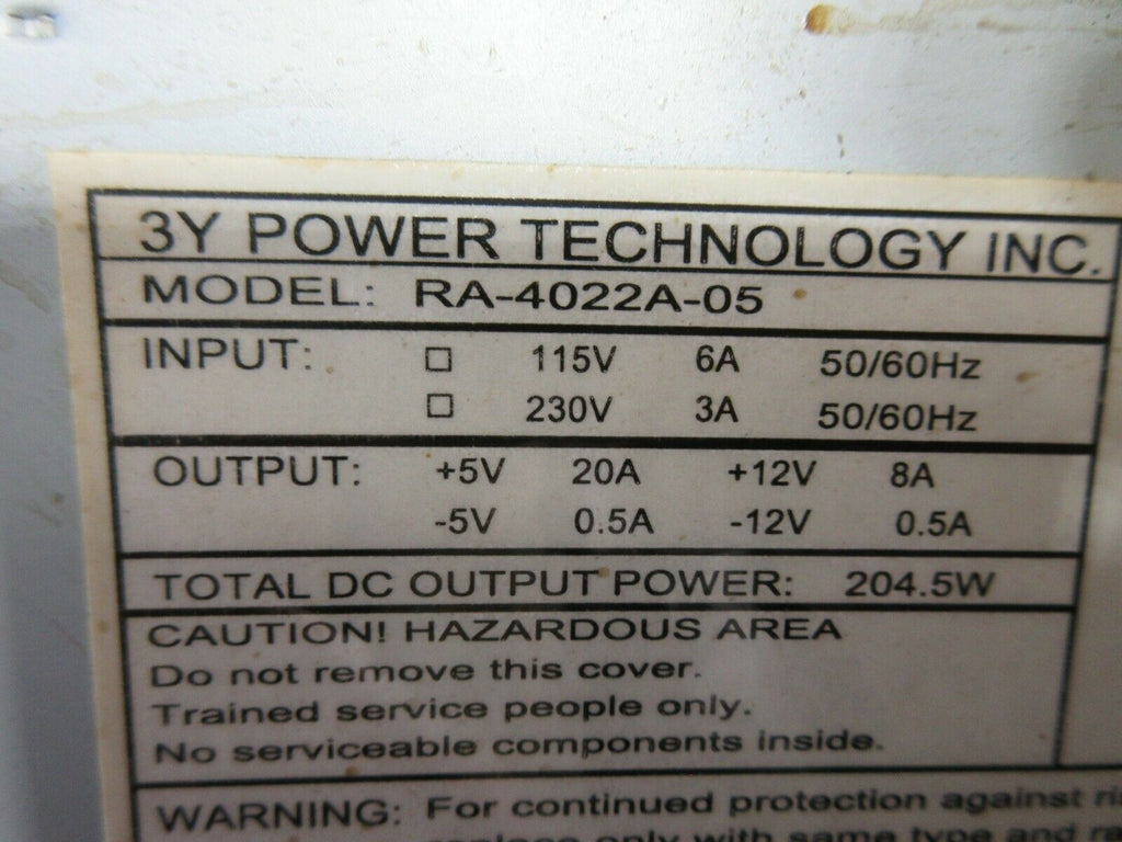 3Y POWER SUPPLY UNIT RA-4022A-05 CINCINNATI ARROW 750 ERO WARRANTY