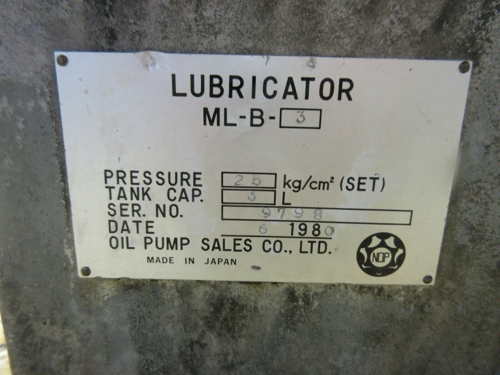NOP LUBRICATOR ML-B-3 9798 TRODYNE OIL PUMP EM-FZ1 OMN-30KVB LUBRICATION TANK