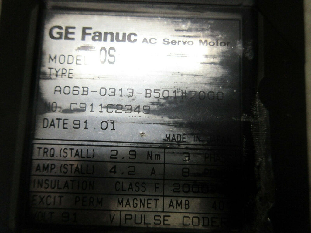 GE FANUC AC SERVO MOTOR 0S A06B-0313-B501 #7000 WITH NO ENCODER LOT OF 3 PIECES