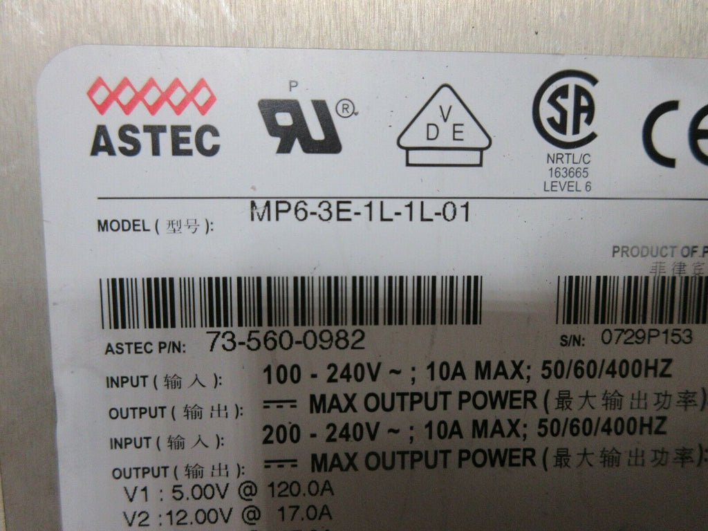 ASTEC POWER SUPPLY UNIT MP6-3E-1L-1L-01 73-560-0982 240V CHARMILLES EDM WARRANTY