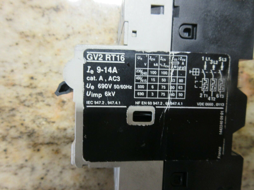 TELEMECANIQUE CONTACTOR 9 14A IEC 947 2 947 4 1 GV2 RT16 9 14A A AC3 telemecanique-contactor-9-14a-iec-947-2-947-4-1-gv2-rt16-9-14a-a-ac3